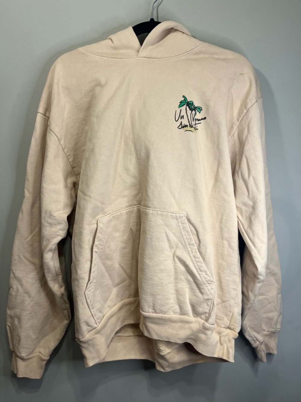 Bad Bunny Cream Palm Embroidered Hoodie Sweatshirt